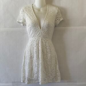 Show Me Your Mumu White Lace Cutout Mini Dress S Bridal Party Graduation Boho